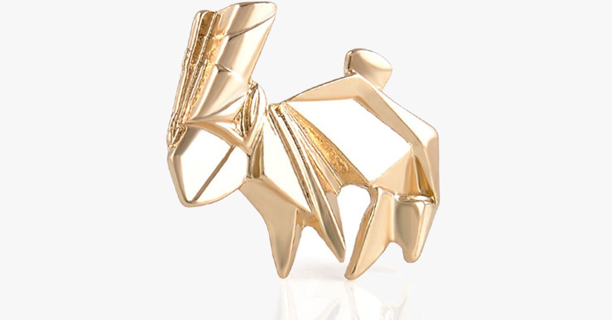 Golden Rabbit Origami Pin
