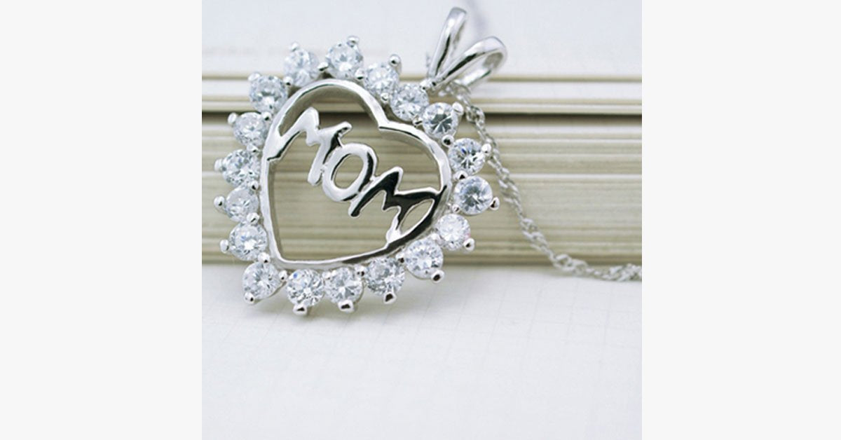 Mom's CZ Heart Pendant