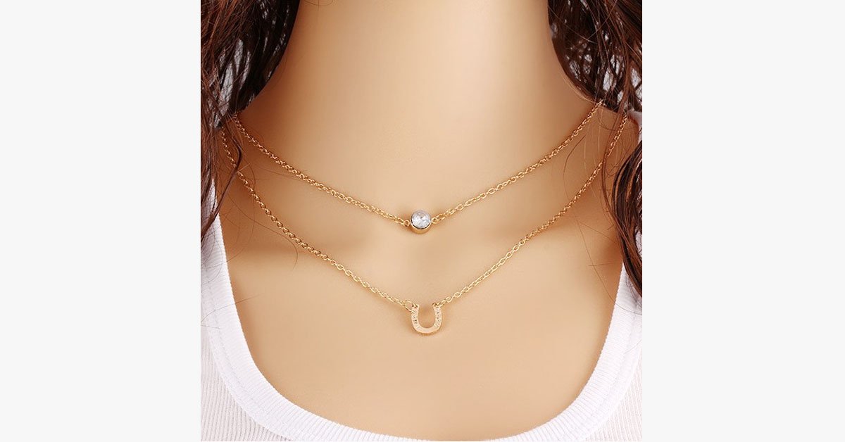 Crystal Horse Hoof Multi Layer Necklace