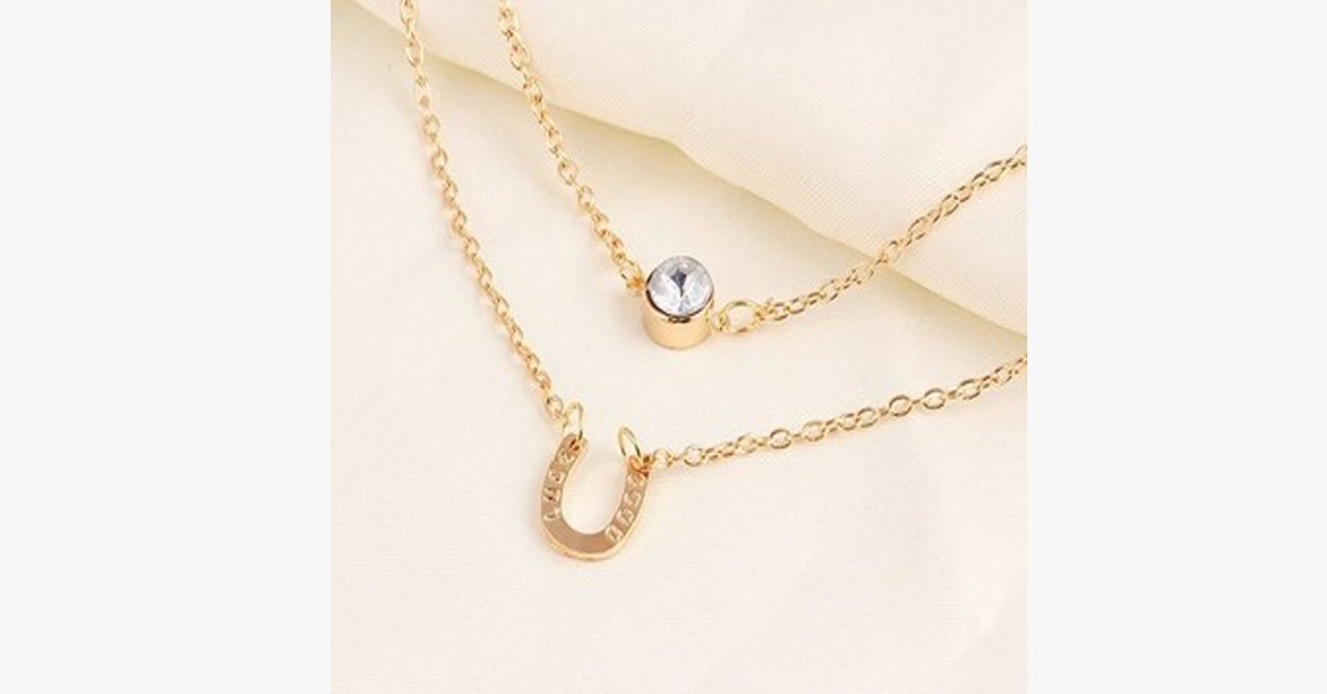 Crystal Horse Hoof Multi Layer Necklace