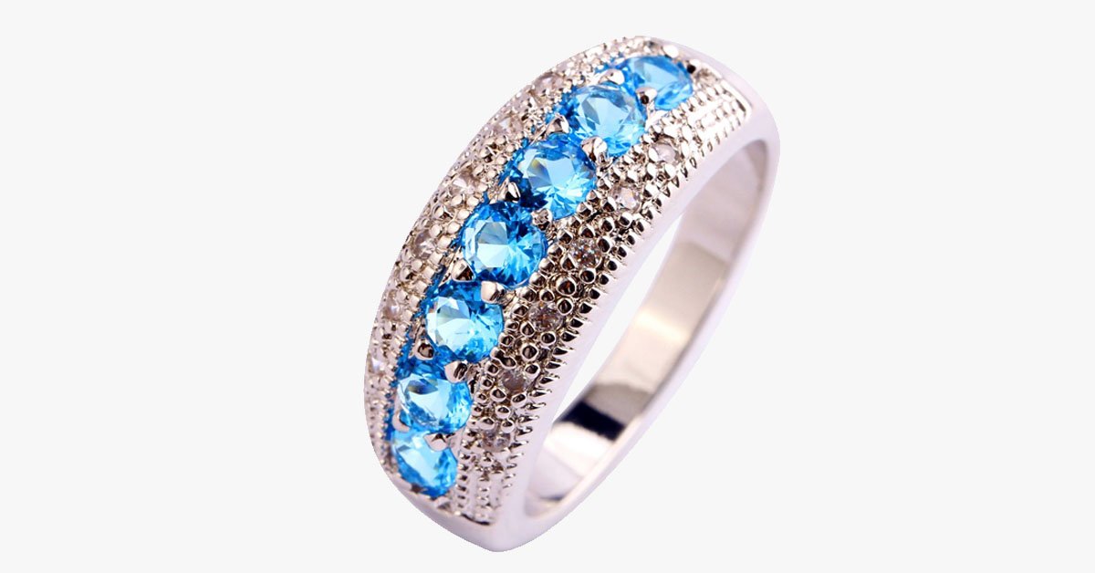 Round Cut Sapphire Aquamarine Ring