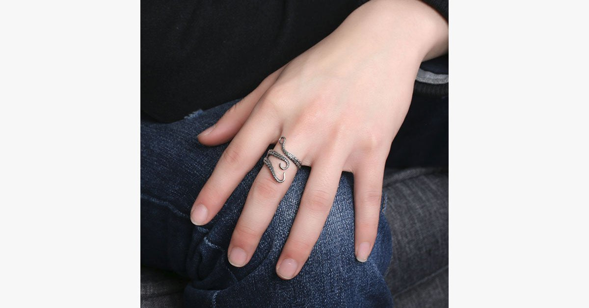 Titanium Steel Octopus Adjustable Ring