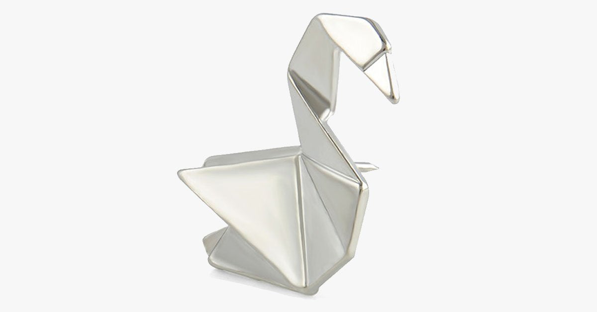 Silver Crane Origami Pin