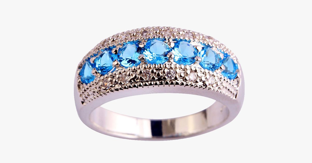 Round Cut Sapphire Aquamarine Ring