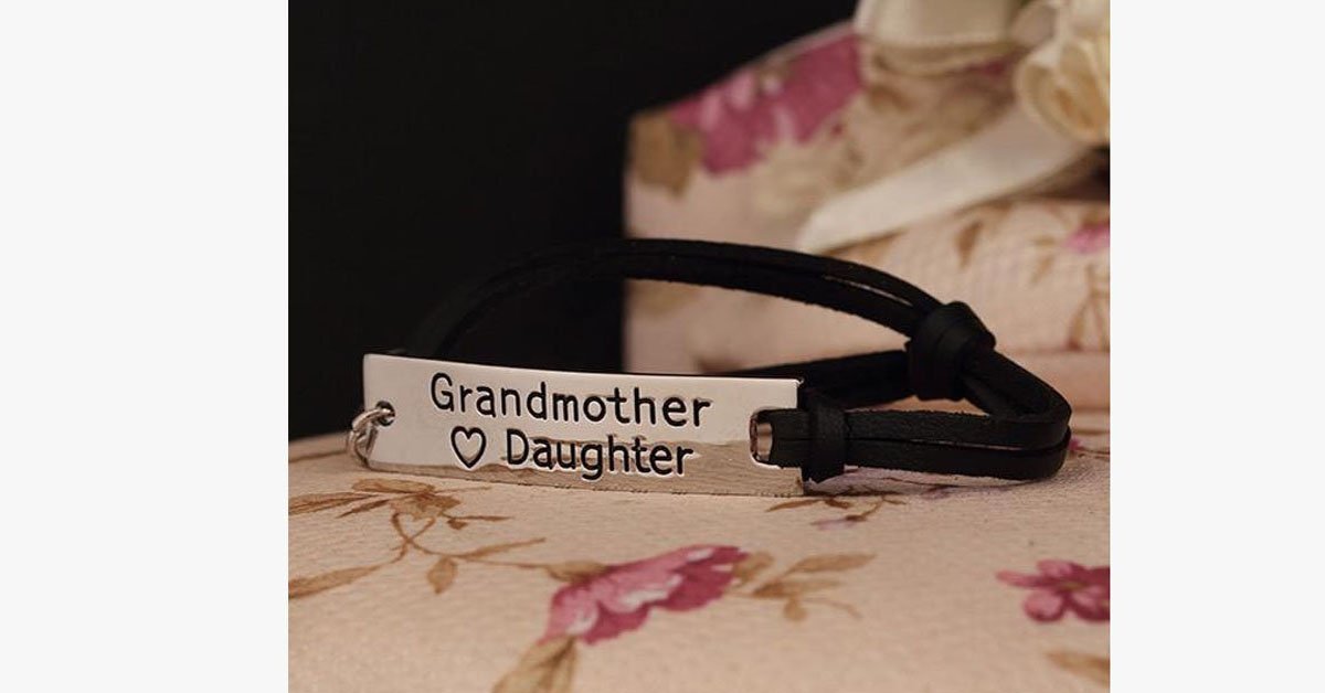 Grandmother Love Daughter Leather Strap Bracelet