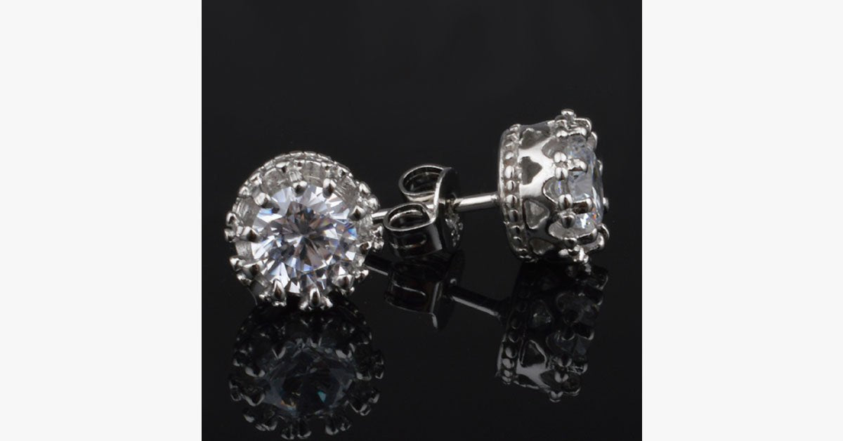 Silver Crown Earrings