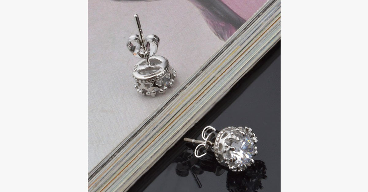Silver Crown Earrings