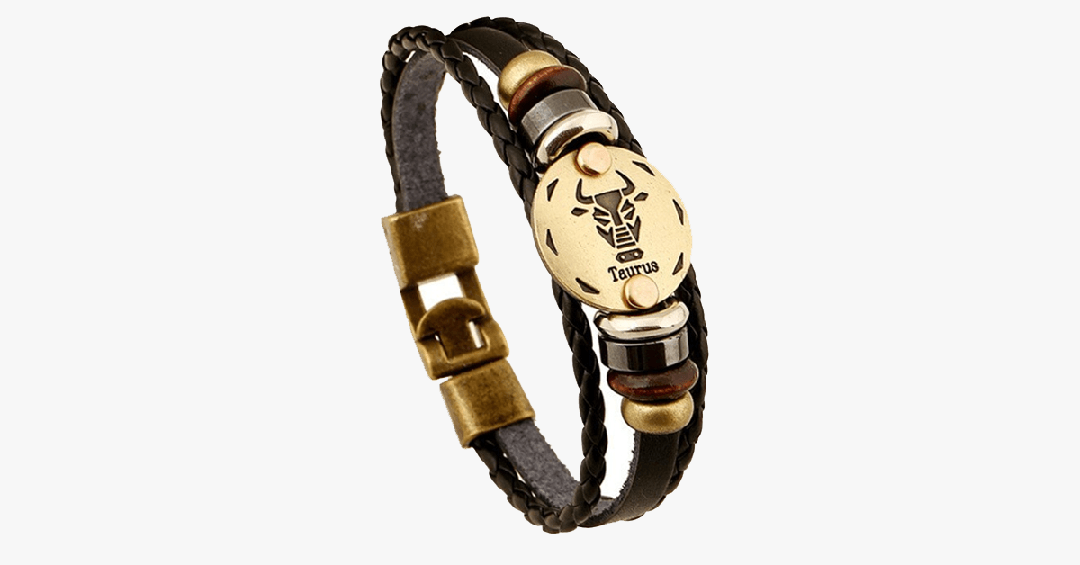 Zodiac Bracelet - Gallstone Leather Bracelet- Available For All Zodiac Signs