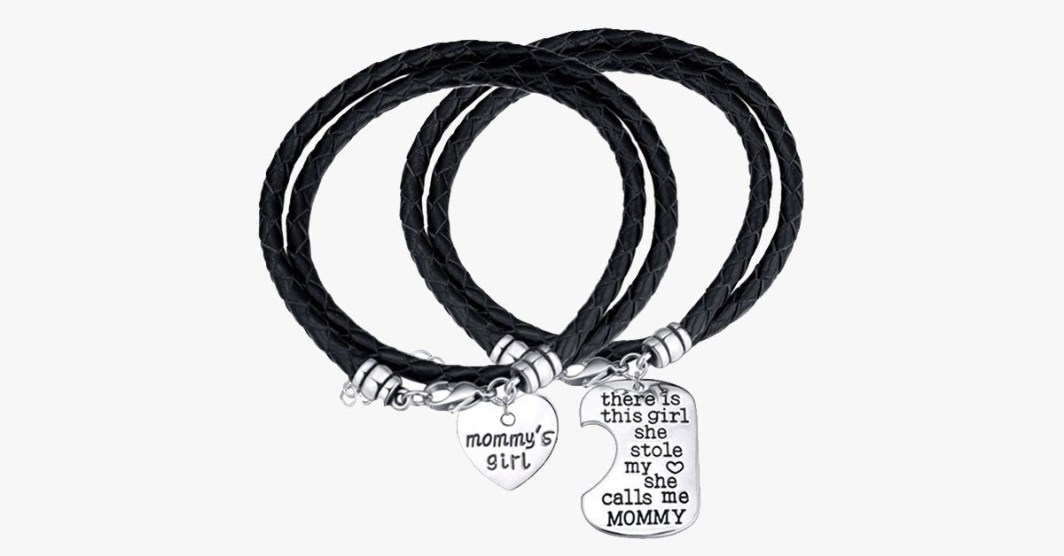Mommy's Girl Hand Stamp Bracelet Set