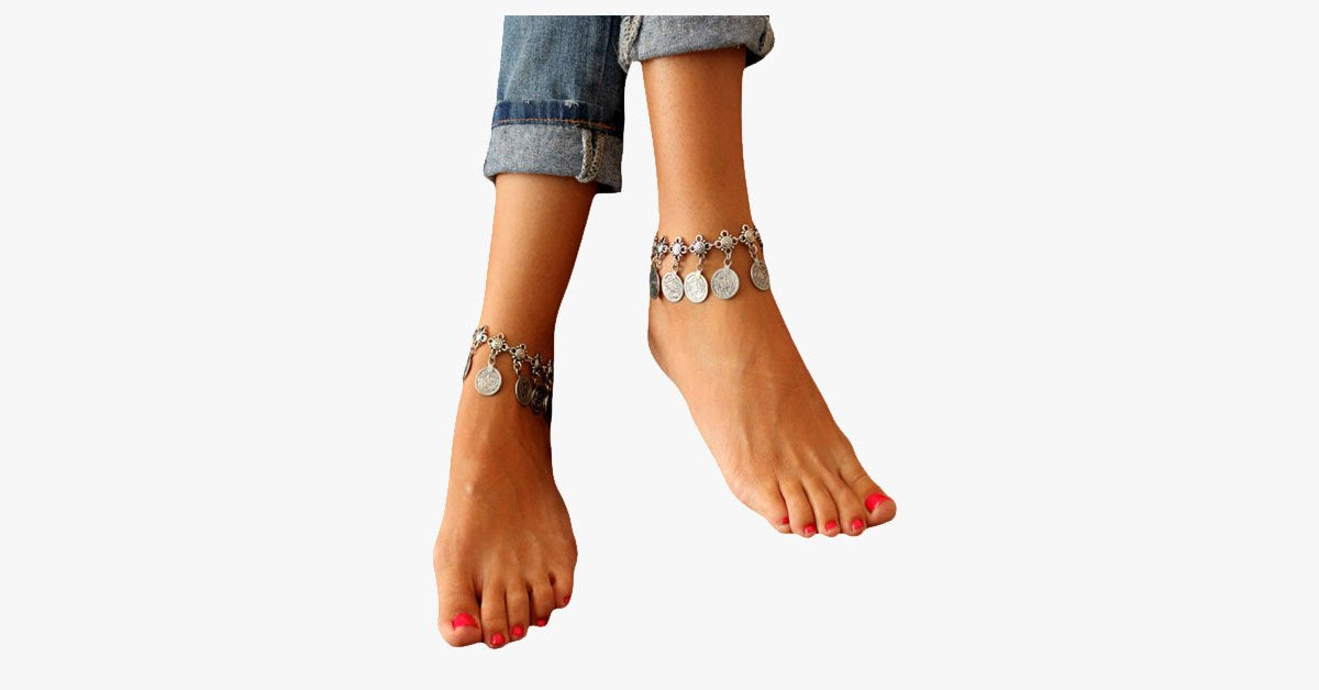Bohemian Tassel Metal Coins Anklet