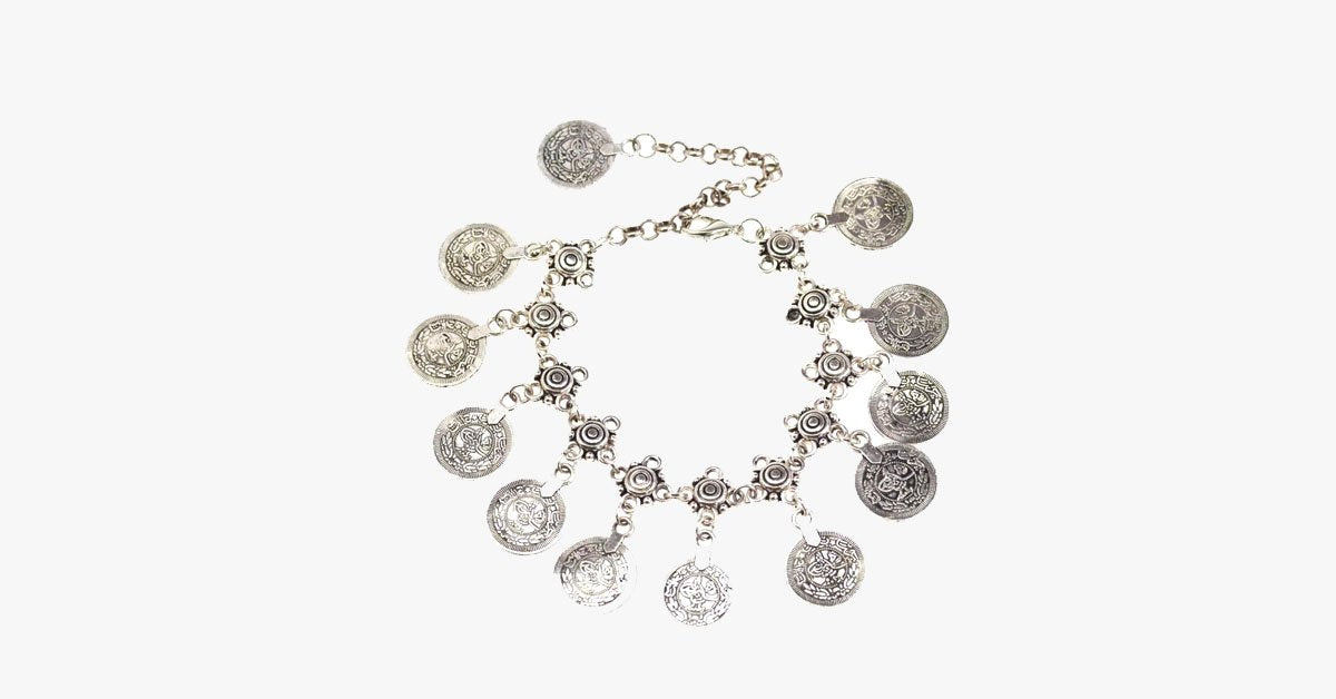 Bohemian Tassel Metal Coins Anklet