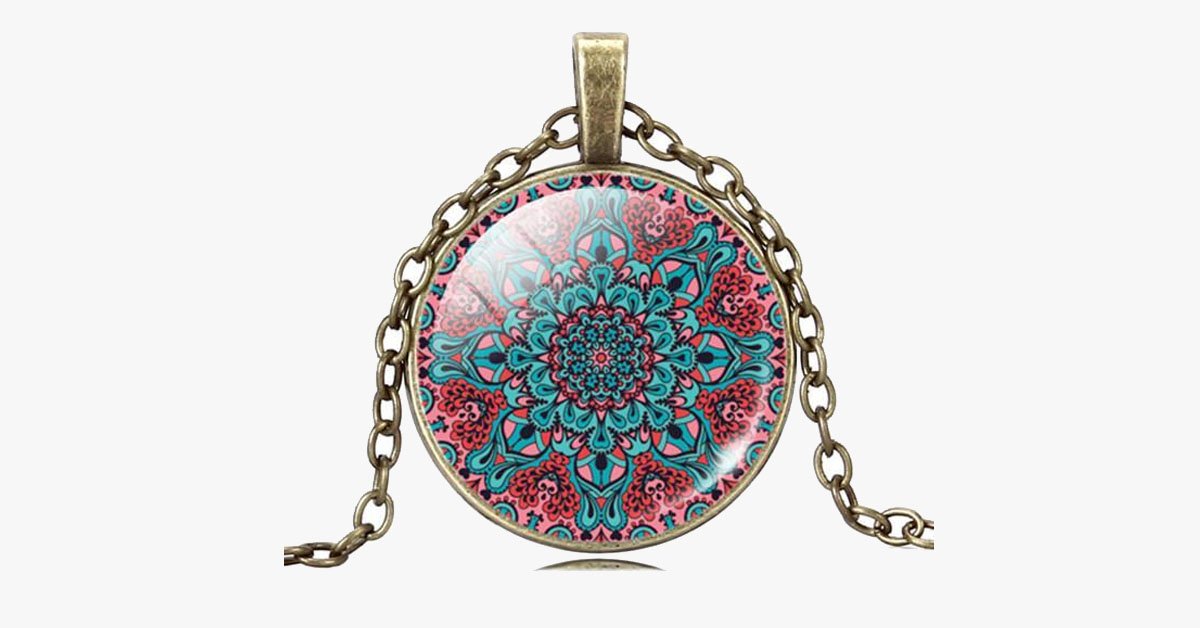 Mandala Flower Locket Necklace