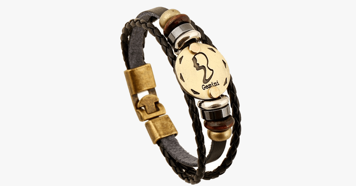 Zodiac Bracelet - Gallstone Leather Bracelet- Available For All Zodiac Signs