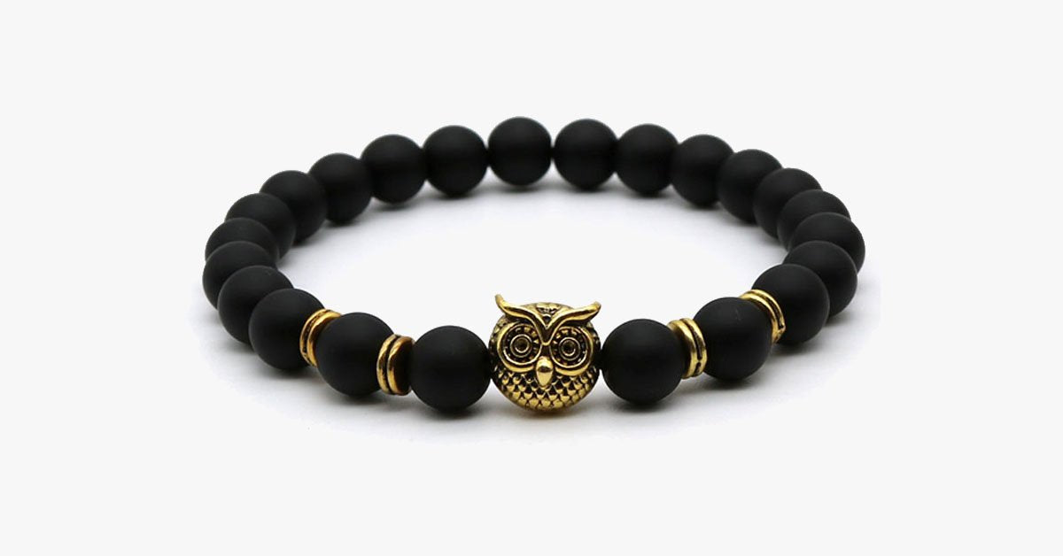 Matte Stone Owl Handmade Bracelet