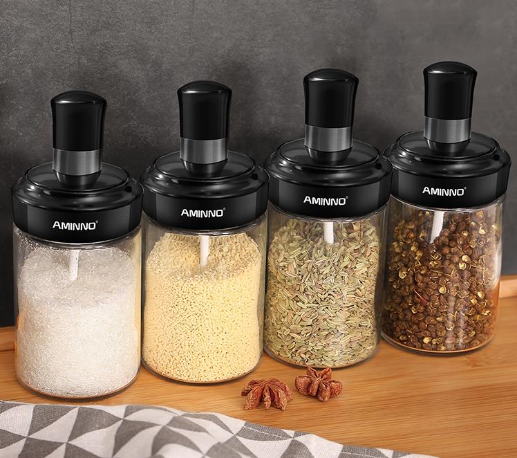 Spice Shakers With Spoon For Liquid & Solid Condiment