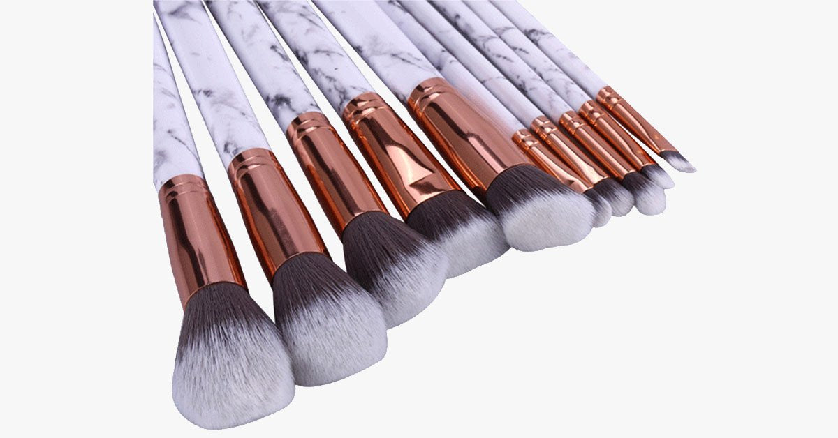 Chic Brush Set of Marble Handle Brushes-Multi-Purpose Luxurious Looking Brushes