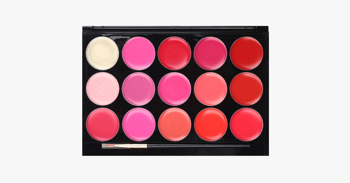 Glossy Lips Palette with 15 Stunning Shades- Gives a Luscious Look to Your Pout!