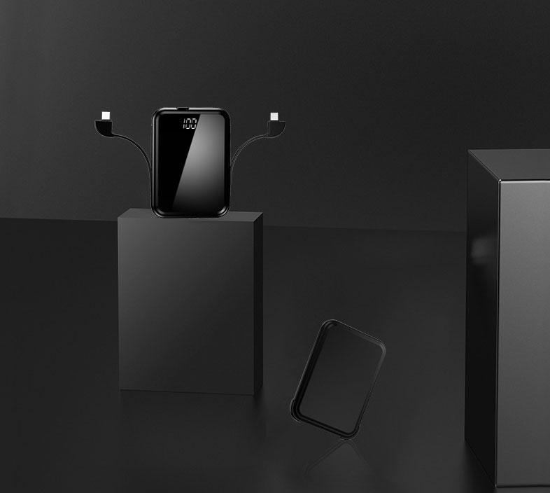 8000mAh Thinner & Lighter Than Ever Power Bank with Concealable Cables
