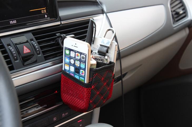 Mini Car Air Vent Storage Bag For Coins, Keys, Phones, Sunglasses And Cup Holder