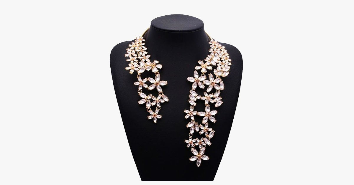 Chunky Crystal Flower Choker Necklace
