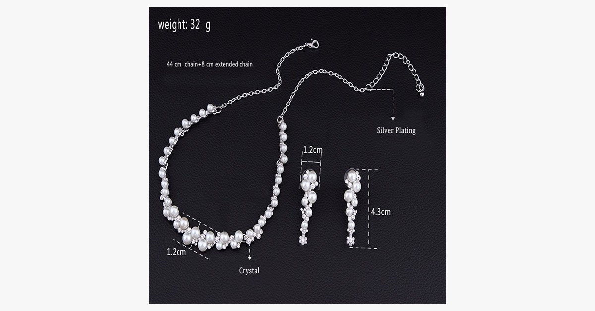 Flower Choker Pearl Necklace Set