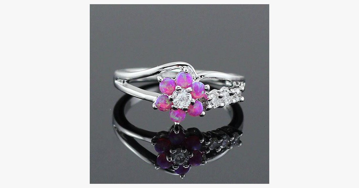 Flower Fire Opal Ring
