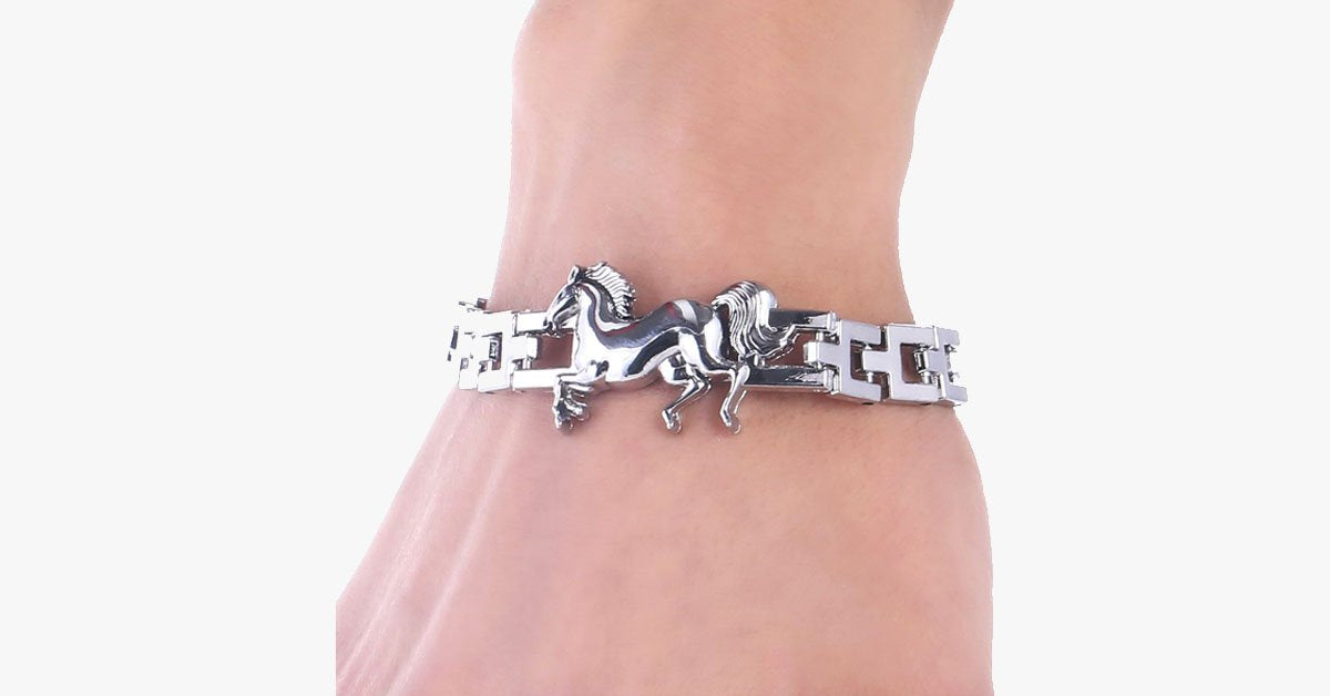 Punk Horse Stainless Steel Charm Bracelet