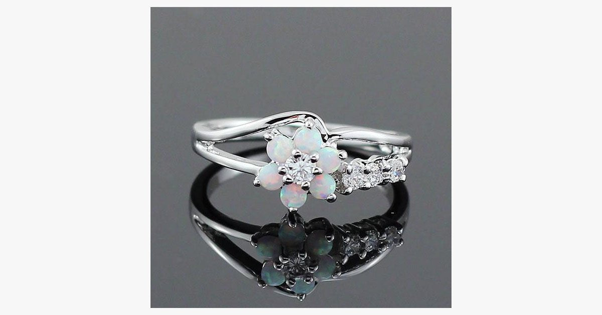 Flower Fire Opal Ring