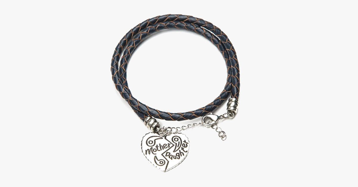 Mother Daughter Heart Hand Stamped Bracelet