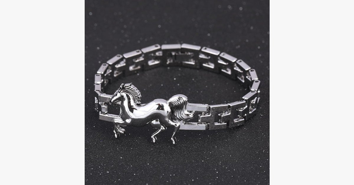 Punk Horse Stainless Steel Charm Bracelet