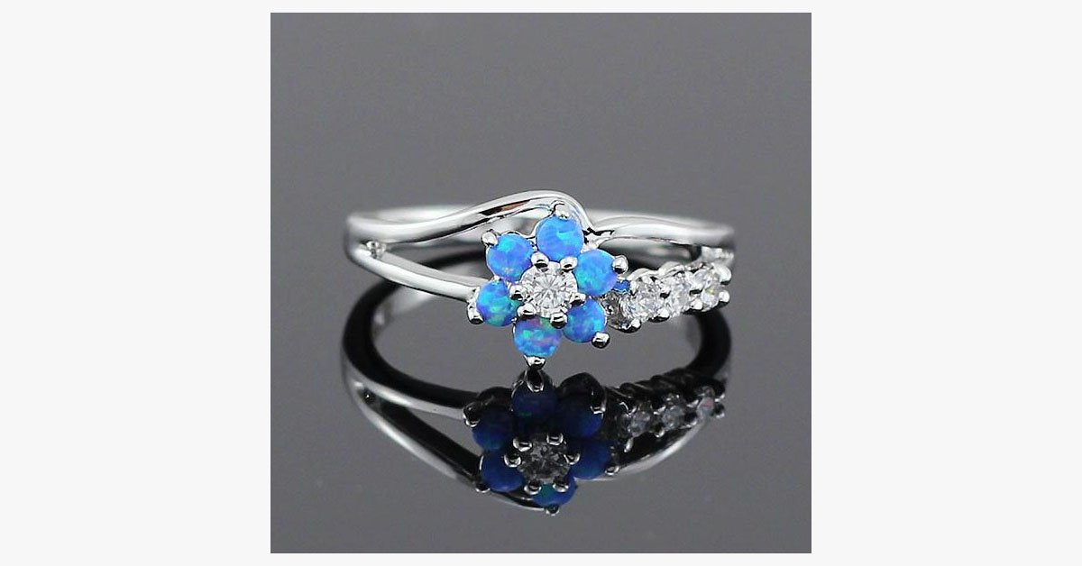 Flower Fire Opal Ring