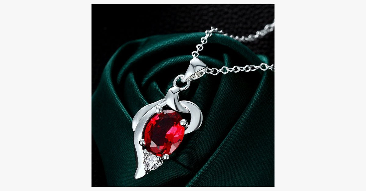 Elegant Ruby Crystal Necklace