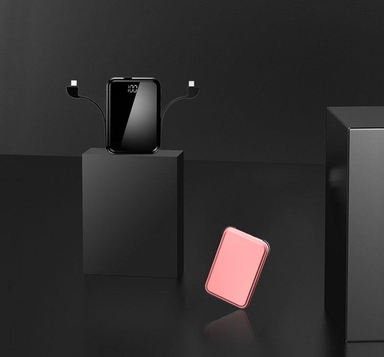 8000mAh Thinner & Lighter Than Ever Power Bank with Concealable Cables