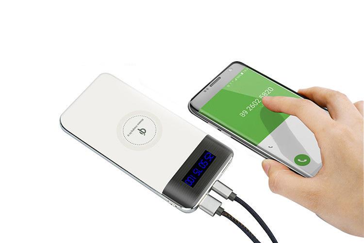 2-in-1 USB & Type-C Wireless Charging Pad & Power Bank with Digital Display