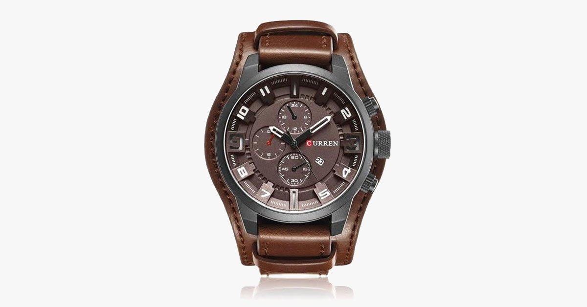 Leather Strap Brown Watch