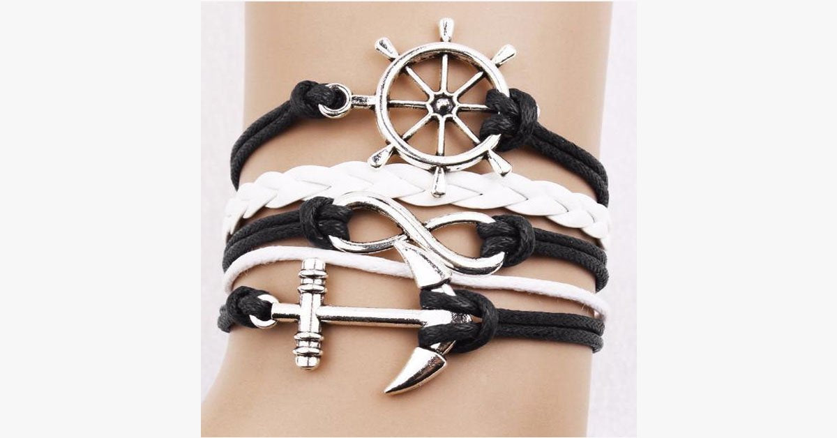 Wheel Infinity Anchor Bracelet