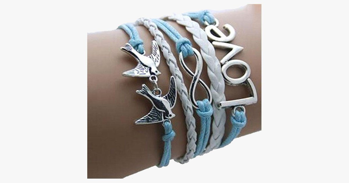 Flying Birds Love Infinity Bracelet