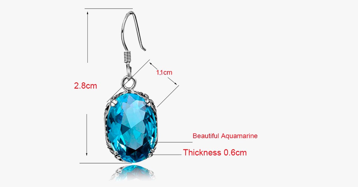 Vintage Oval Dangle Aquamarine Earrings