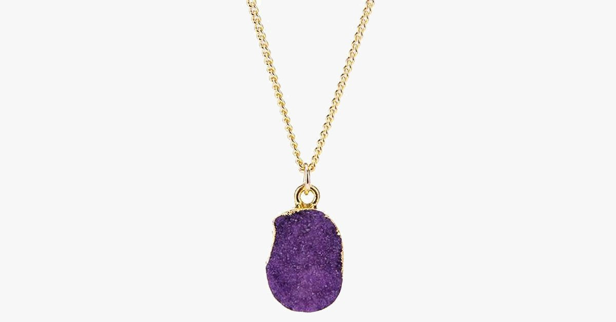Purple Druzy Stone Necklace