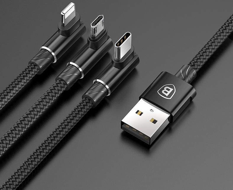3-headed L-shaped Cable to Have All Your Devices Covered