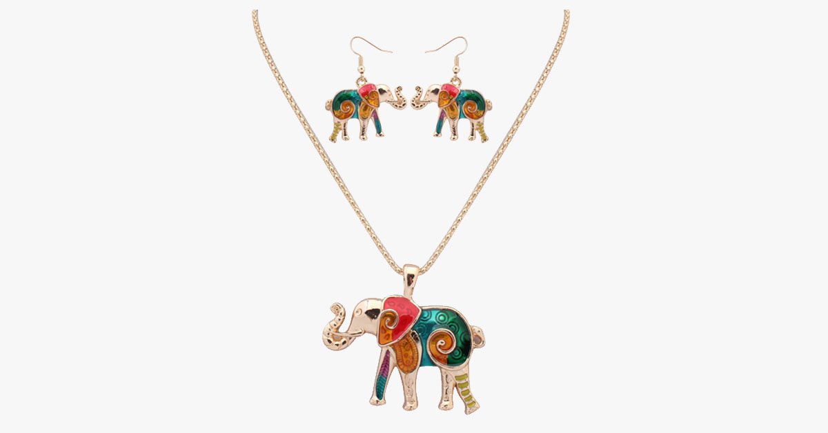 Elephant Hippie Pendant Set