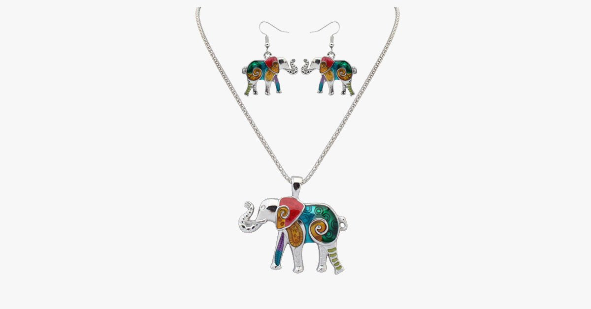 Elephant Hippie Pendant Set