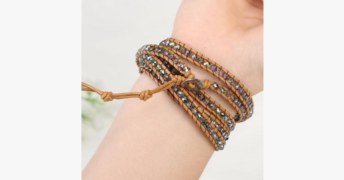 Green Crystal Wrap Bracelet