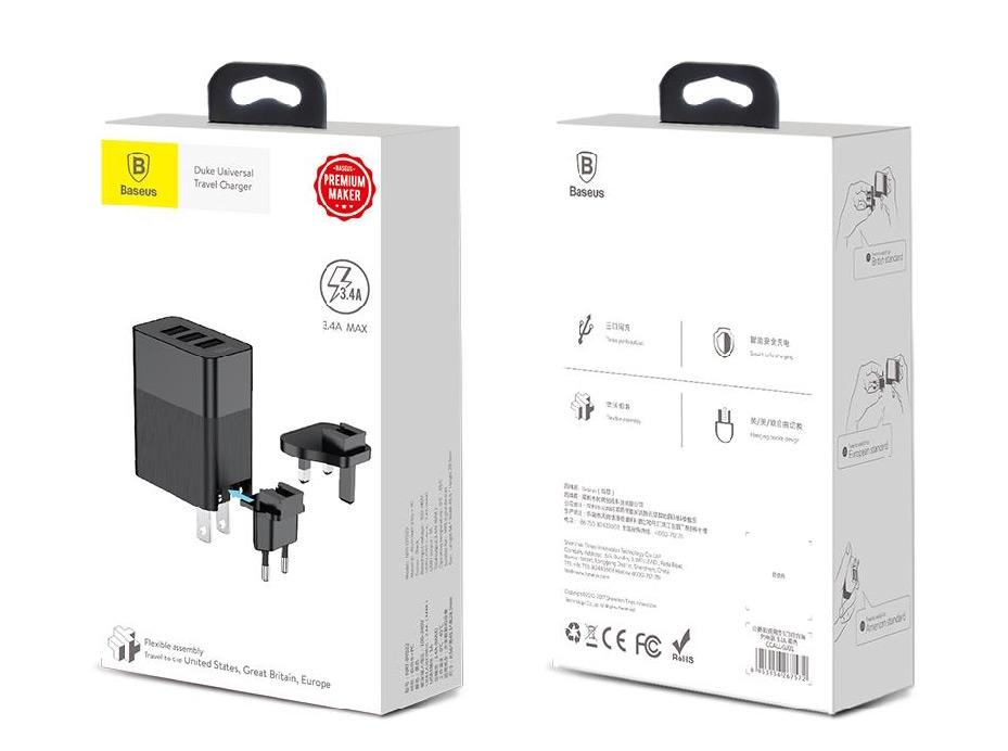 3-in-1 & 3-port Interchangeable USB Adapter That Works with All Outlets