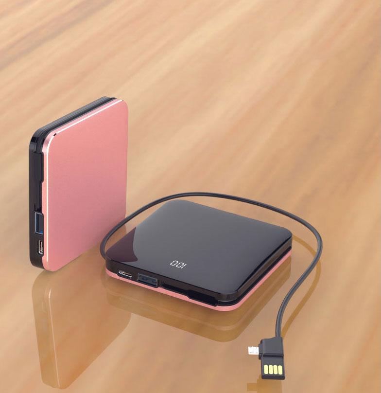 Smaller Than Tiny 8000mAh Wireless & Wired Power Bank with Cross-device Cable