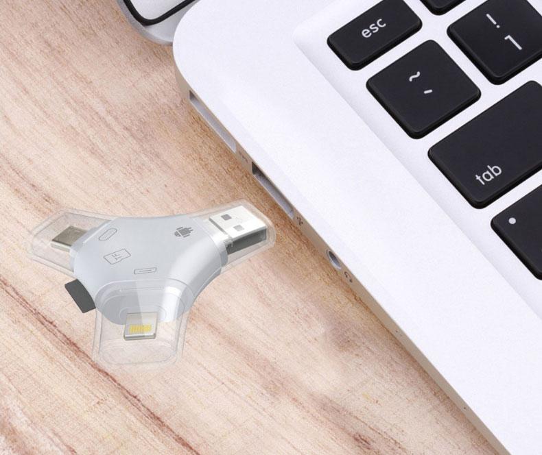 4-In-1 USB Reader And Flash Drive - Connect And Store Everything On A Single Piece