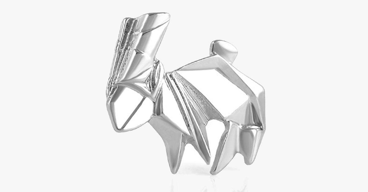 Silver Rabbit Origami Pin