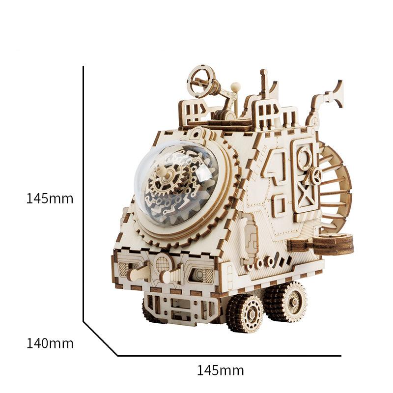 Set up & Wind up the Wooden Music Box to Wind down Yourself