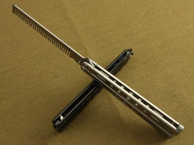 Stainless Steel Butterfly Knife Comb, Also An Outdoor Camping Practice Comb & Knife Without Blades