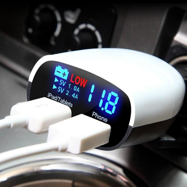 Dual Port USB Car Charger with LED Display - Keep You and Your Devices as Safe as Possible